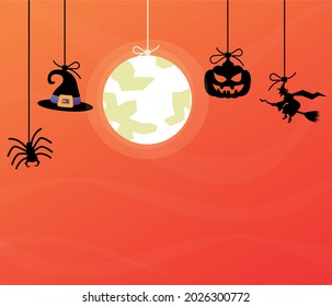 Vector Illustration of a Landscape with a Halloween concept and a Full Moon. Happy Halloween vector illustration.
