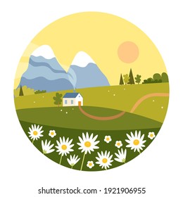 vector illustration of landscape in the hills in flat style
