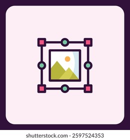 Vector Illustration of Landscape Image Editing Icon, Selection Tool