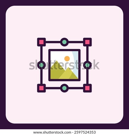 Vector Illustration of Landscape Image Editing Icon, Selection Tool