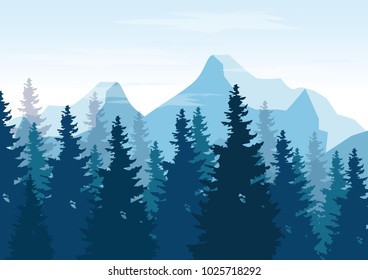 Vector Illustration : Landscape with Mountain Peaks