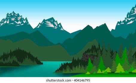 Vector illustration of a landscape of a mountain valley