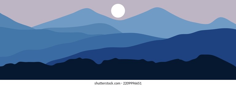 Vector illustration. Landscape with mountains on the horizon.