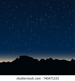 Vector illustration of landscape night sky with stars. Best background for romantic lettering, banner/card/postcard template. – stock vector
