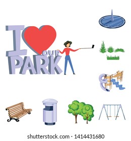Vector illustration of landscape and park logo. Collection of landscape and nature stock vector illustration.