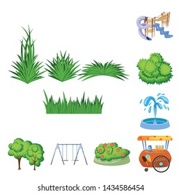 Vector illustration of landscape and park sign. Set of landscape and nature vector icon for stock.