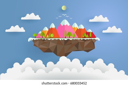 vector illustration of landscape. rainbow mountain