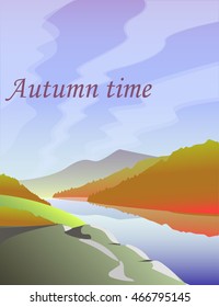 vector illustration of a landscape with a river view