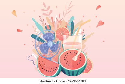 Vector illustration of the landscape seen from the veranda of summer. summer  vector illustration(background)