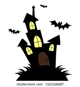 Vector Illustration of a Landscape with a Spooky Haunted Halloween