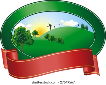 vector illustration of a landscape in summer day