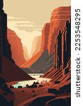 vector illustration landscape view grand canyon Monument Valley, Arizona