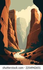 vector illustration landscape view grand canyon Monument Valley, Arizona