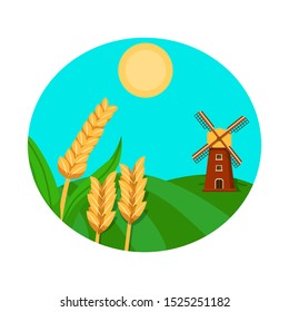 Vector illustration of landscape and wheat icon. Graphic of landscape and field stock vector illustration.
