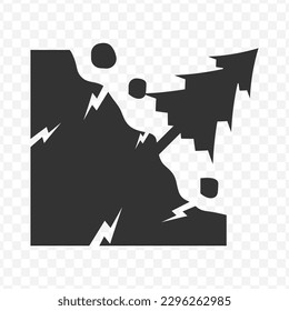 Vector illustration of landslide icon in dark color and transparent background(png).