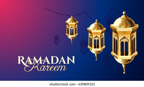 Gold Vintage Luminous Lanterns Arabic Shining Stock Vector (Royalty ...