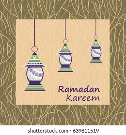 vector illustration of a lantern Fanus, the Muslim feast of the holy month of Ramadan Kareem.