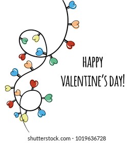 Vector illustration of lantern garland with hand drawn hearts