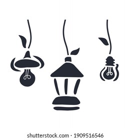 ilustración vectorial de linternas con luces, silueta.  ilustraciones para islam, ramadan, eid Mubarak.  diseño minimalista plano eps 10.