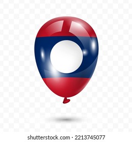 Vector illustration of Laos country flag balloon on transparent background (PNG). Flying flag balloons for Independence Day celebrations.