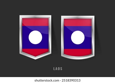 Vector Illustration of LAOS Label Logo. LAOS Badge Sign LAOS With Flag, Laotian Product Label Banners Template.