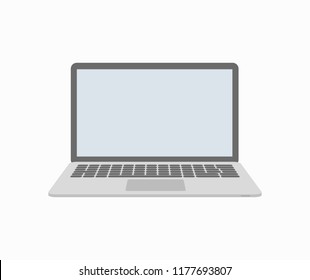 Vector illustration of laptop with blank blue screen. Business or technology concept.