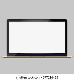 Vector  illustration of laptop with blank screen isolated on white background