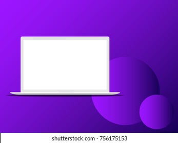 Vector illustration of a laptop with blank screen and gradient background and shadow.