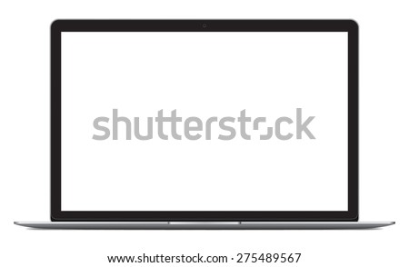 Vector illustration of laptop with blank screen isolated on white background