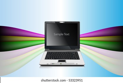 Vector illustration with the laptop. Business concept design
