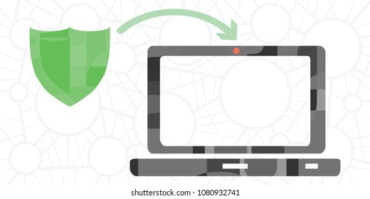 vector illustration of laptop with camera protector against cyber spying