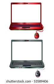 vector illustration, laptop, card concept, white background.
