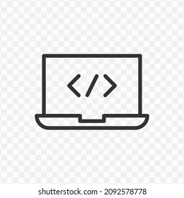 Vector Illustration Of Laptop Code Icon In Dark Color And Transparent Background(png).