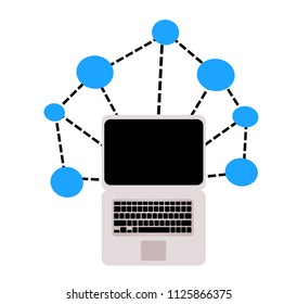 Vector illustration of a laptop as a communication sign