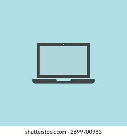 Vector illustration of a laptop computer with a blank screen, symbolizing technology, remote work, digital communication, and business.