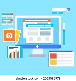 vector illustration of a laptop with a concept website