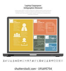 Vector illustration of laptop copyspace infographic design element.