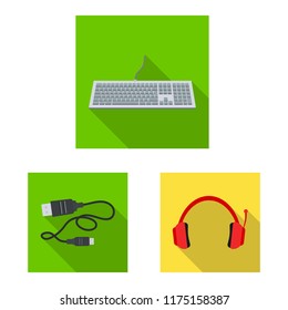 Vector illustration of laptop and device icon. Collection of laptop and server stock symbol for web.
