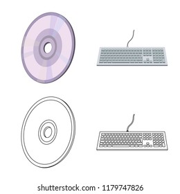 Vector illustration of laptop and device icon. Collection of laptop and server vector icon for stock.