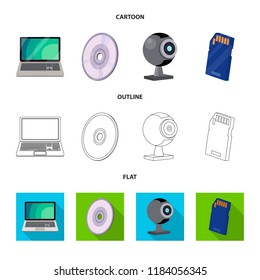 Vector illustration of laptop and device icon. Set of laptop and server stock vector illustration.