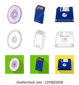 Vector illustration of laptop and device icon. Set of laptop and server vector icon for stock.