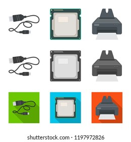 Vector illustration of laptop and device icon. Collection of laptop and server stock symbol for web.