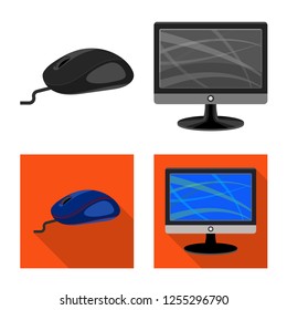Vector illustration of laptop and device icon. Set of laptop and server vector icon for stock.