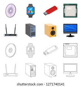 Vector illustration of laptop and device icon. Collection of laptop and server vector icon for stock.