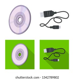 Vector illustration of laptop and device icon. Collection of laptop and server stock vector illustration.