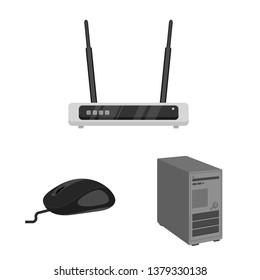 Vector illustration of laptop and device icon. Set of laptop and server vector icon for stock.