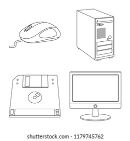 Vector illustration of laptop and device logo. Collection of laptop and server stock symbol for web.