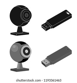 Vector illustration of laptop and device logo. Collection of laptop and server stock vector illustration.