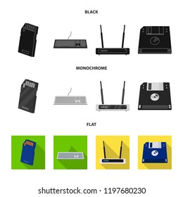 Vector illustration of laptop and device logo. Set of laptop and server stock symbol for web.