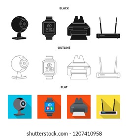 Vector illustration of laptop and device logo. Set of laptop and server stock vector illustration.